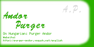 andor purger business card